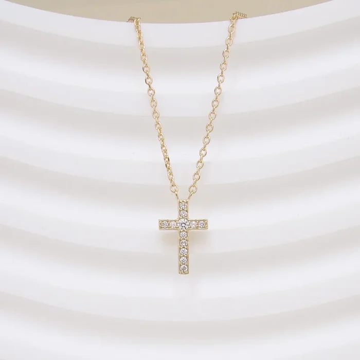 Gold-plated zirconium oxide cross Leena necklace