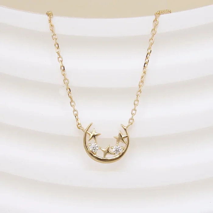 Gold-plated zirconium oxide shimmering moon Iséa necklace