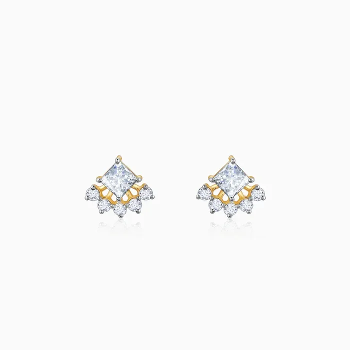 Gold Regal Solitaire Diamond Earrings