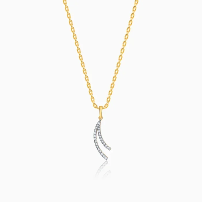 Gold Wave Layers Lab Grown Diamond Pendant