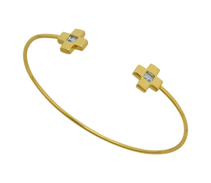 Goldbug Collection Blue Topaz Cross Bangle