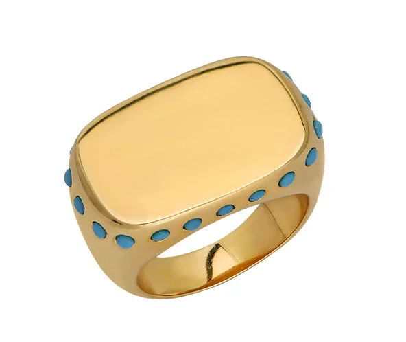 Goldbug Collection Turquoise Signet Ring
