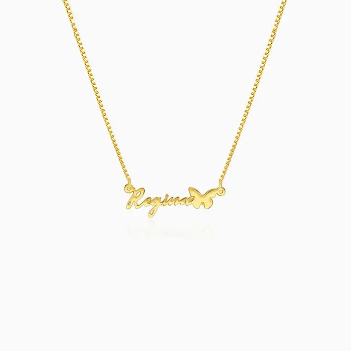 Golden Personalised Butterfly Pendant