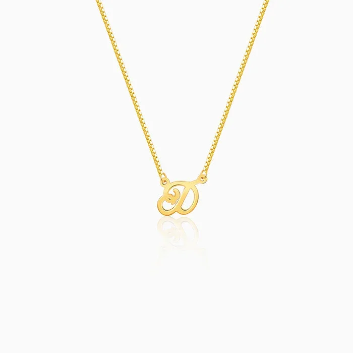 Golden Personalised Cursive Initial Necklace