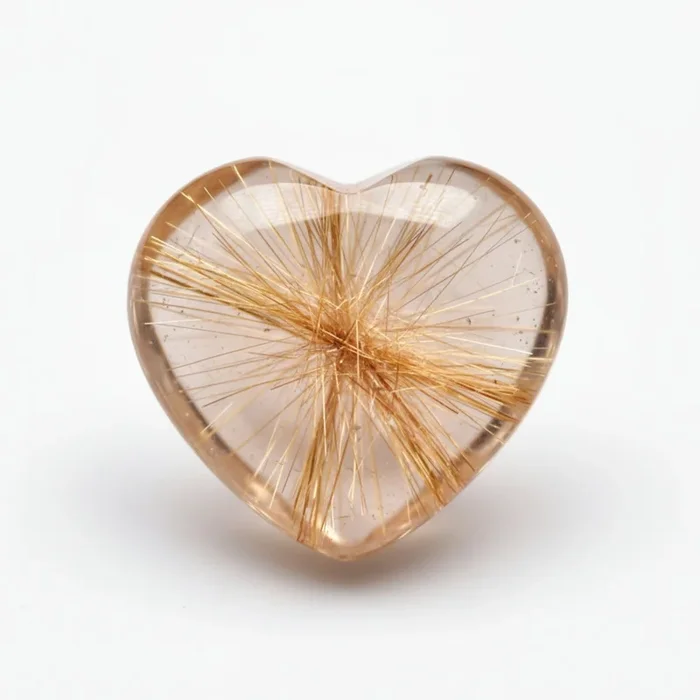 Golden Rutile 1PC Large 11×11 MM Heart Cabochon Yellow Polished semi Precious Loose Gems