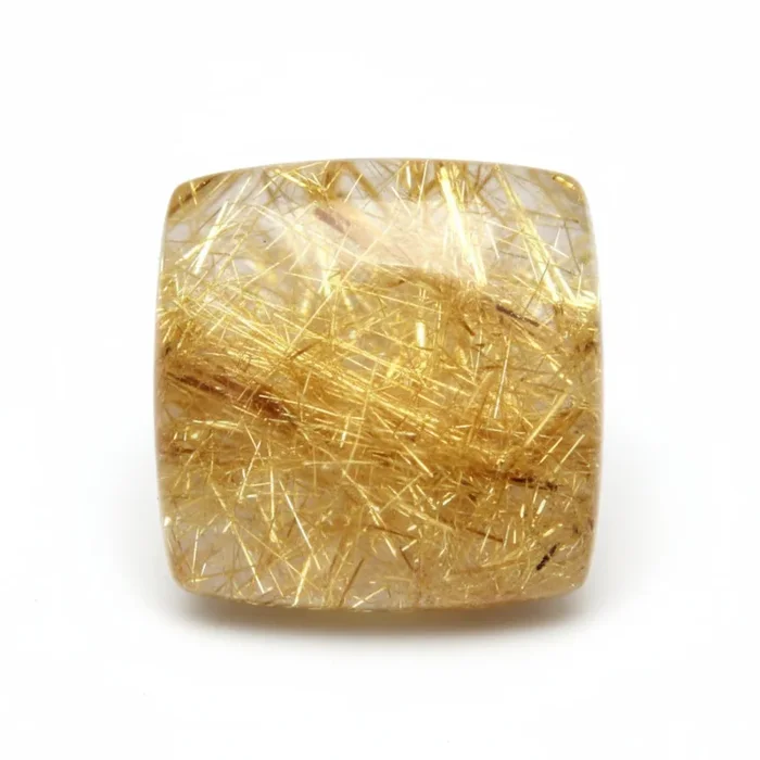 Golden Rutile 1PC Large 11×11 MM Square Cabochon Yellow Pure semi Precious Precious Gemstone