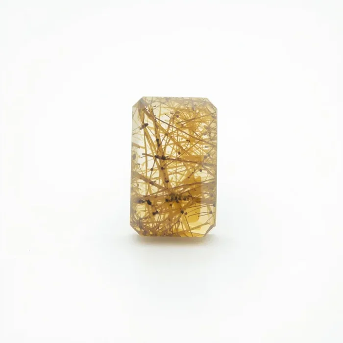 Golden Rutile 1PC Large 8×12 MM Emerald Cabochon Yellow Pure semi Precious Loose Gemstones