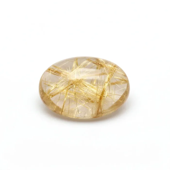 Golden Rutile 1PC Small 6×9 MM Oval Cabochon Yellow Lustrous semi Precious Gems