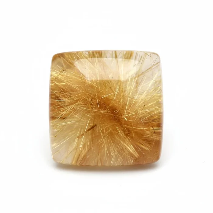 Golden Rutile 1PC Small 7×7 MM Square Cabochon Yellow High-Quality semi Precious Loose Gems