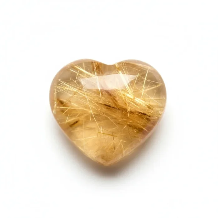 Golden Rutile 1PC Small 8×8 MM Heart Cabochon Yellow Fiery semi Precious Semi Precious Gemstone