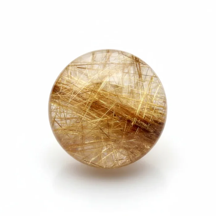 Golden Rutile 1PC Small 8×8 MM Round Cabochon Yellow Fine semi Precious Semi Precious Gemstone
