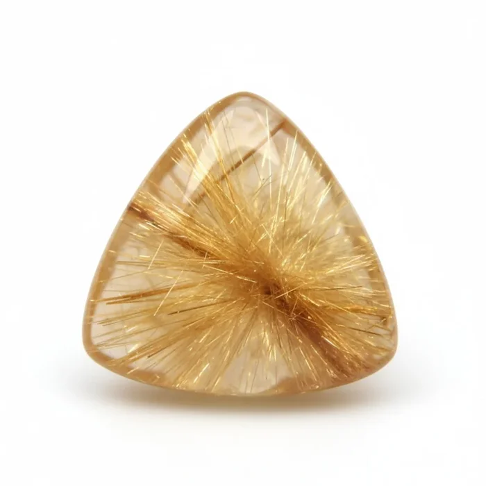 Golden Rutile 1PC Small 8×8 MM Triangle Cabochon Yellow Luster semi Precious Precious Gemstone