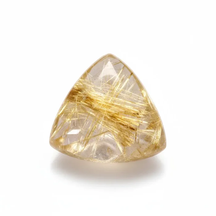 Golden Rutile 1PC Tiny 6×6 MM Triangle Cabochon Yellow Polished semi Precious Loose Gemstones