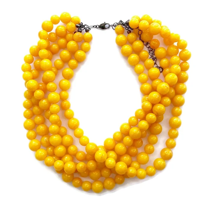 Golden Yellow Beaded Sylvie Statement Necklace
