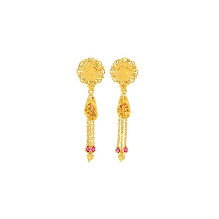 Gorgeous Laxmi Earrings With Ruby in 22K Gold