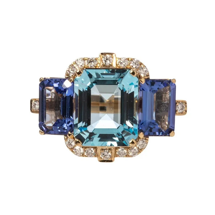 Goshwara 3-Stone Blue Topaz & Tanzanite 18K Gold Ring