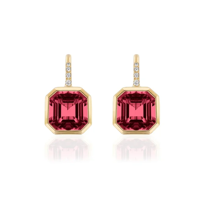 Goshwara Asscher-Cut Garnet & Diamond 18K Gold Earrings