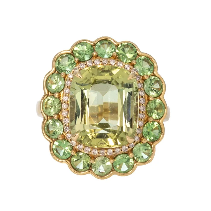 Goshwara Tourmaline, Tsavorite & Diamond 18K Gold Ring