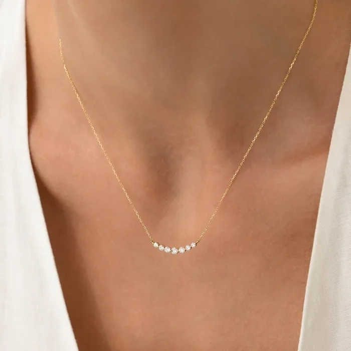 Graduated Diamond Necklace 14k Gold – Caterina