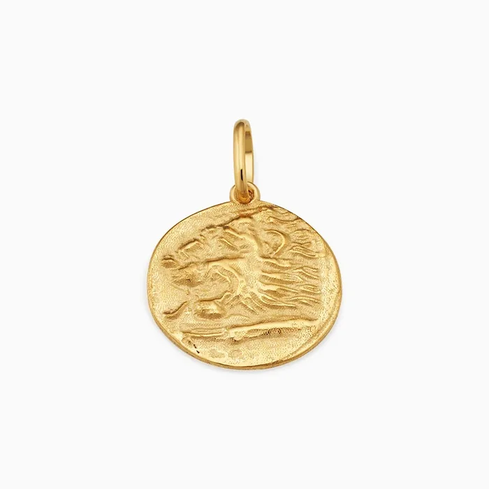 Greek Lion Medallion Pendant Charm