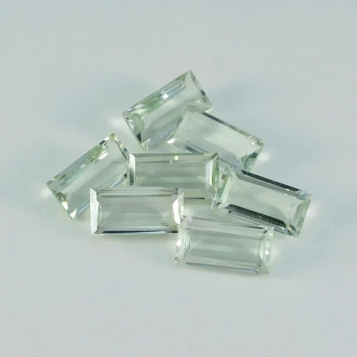 Green Amethyst 1PC Medium 7×14 MM Baguette Faceted Green Lustrous Semi Precious Gems