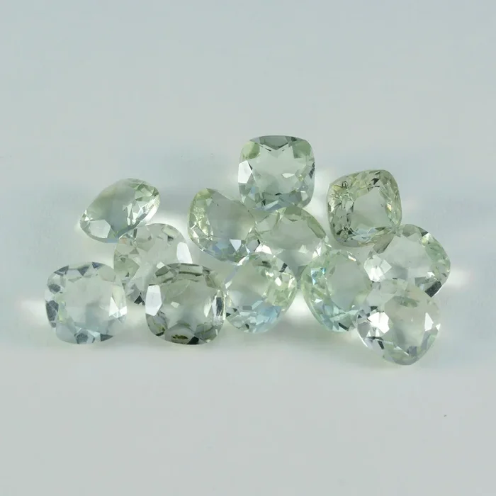 Green Amethyst 1PC Medium 9×9 MM Cushion Faceted Green Lustrous Semi Precious Loose Gemstone