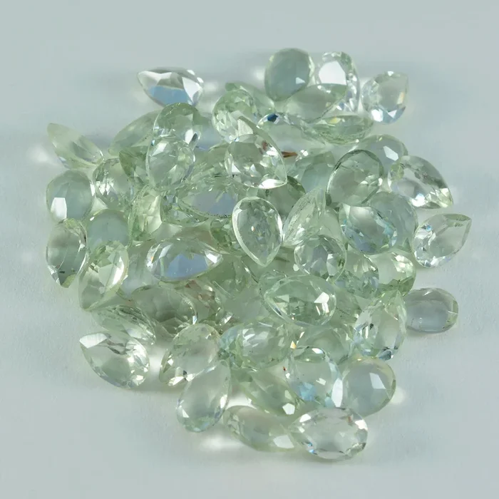 Green Amethyst 1PC Small 6×8 MM Pear Faceted Green Pure Semi Precious Loose Gemstones