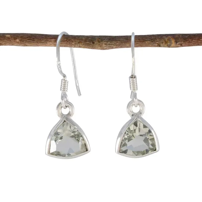 Green Amethyst African Antonia Solitaire Dangle Green Silver Earring