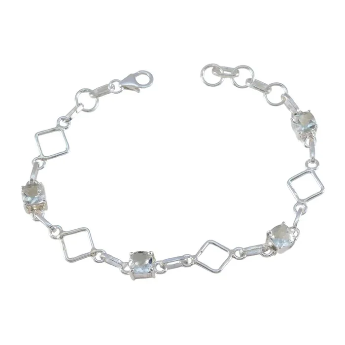 Green Amethyst Coffee Day Delicate Light Green Silver Links Bracelet
