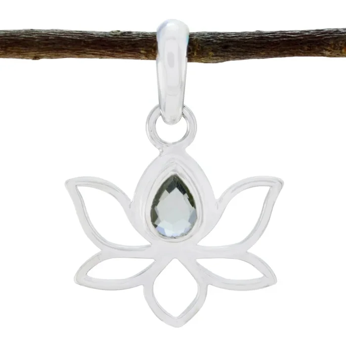 Green Amethyst Elegant Korean 925 Silver Solitaire Hye-jin Rope-Wire Green Pendant Jewelry