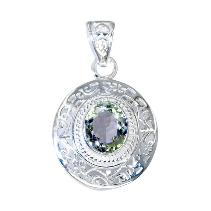 Green Amethyst Featherlight Spanish Silver Solitaire Sophia Vintage Green Pendant Jewelry