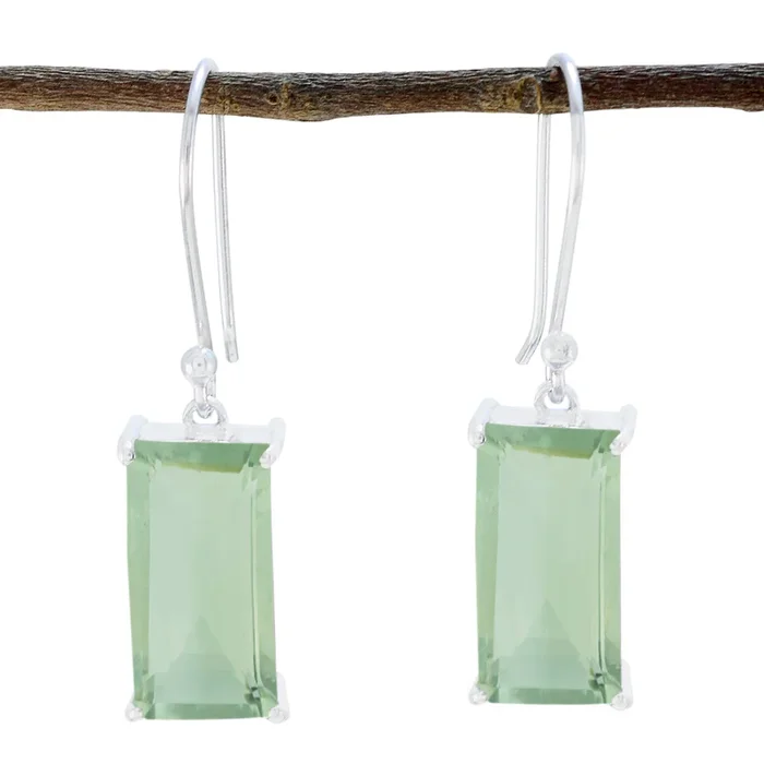 Green Amethyst German Nari Solitaire Dangle Green 92.5 Silver Earring