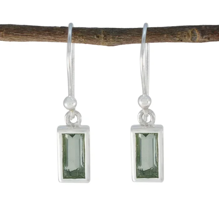 Green Amethyst Moroccan Lili Solitaire Dangle Green Silver Earring