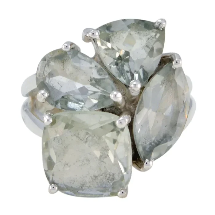 Green Amethyst quarter Egyptian Sterling Silver Green Gems Versatile Signet Ring Jewellery