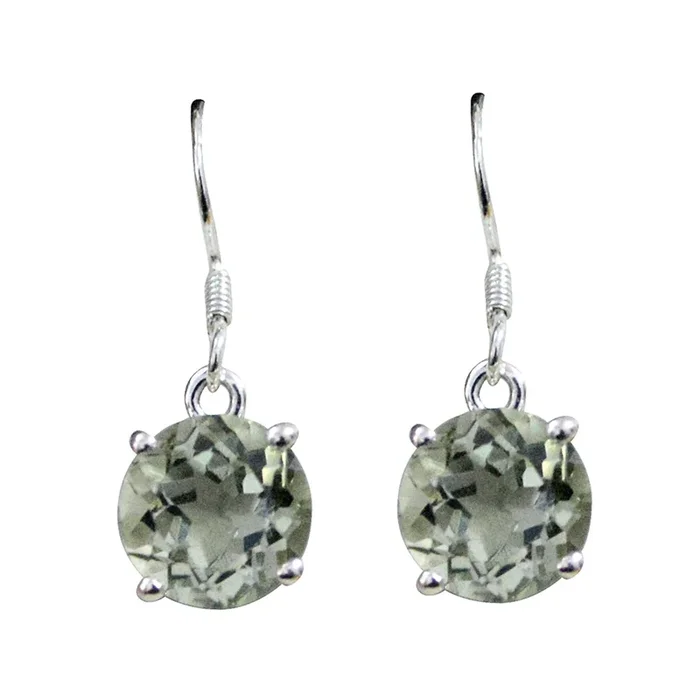 Green Amethyst Russian Bianca Solitaire Dangle Green 925 Silver Earring