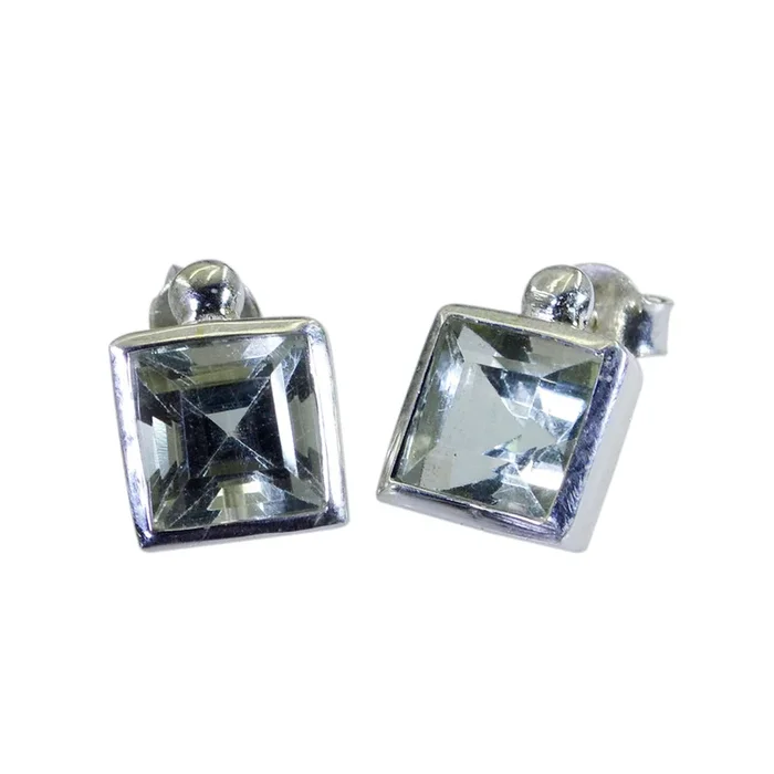 Green Amethyst Russian Ivana Solitaire Stud Green 92.5 Silver Earring