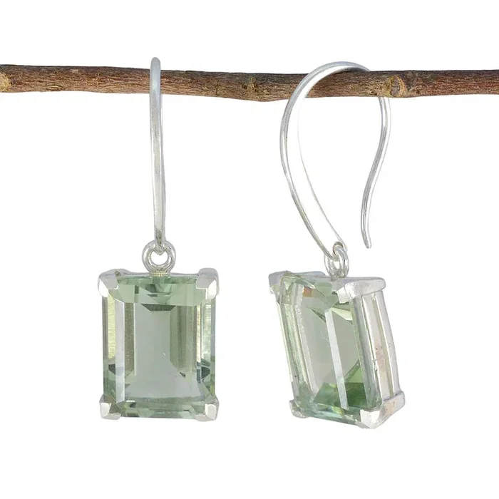 Green Amethyst Russian Li Lee Solitaire Dangle Green Sterling Silver Earring