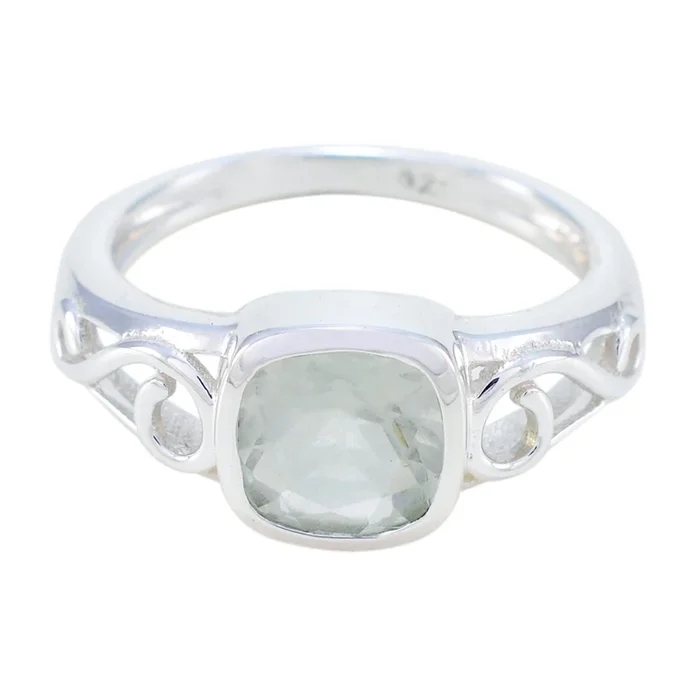 Green Amethyst Solitaire American 92.5 Silver Green Gems Whisper-thin Fairytale Ring Jewelry