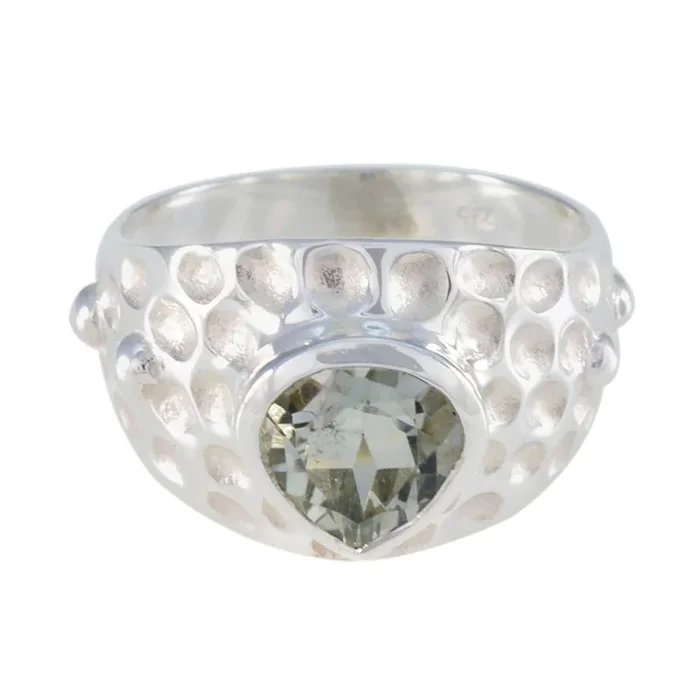 Green Amethyst Solitaire Egyptian Silver Green Gems Classic Luxurious Ring Jewellery