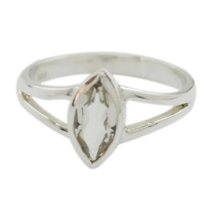 Green Amethyst Solitaire Korean Sterling Silver Green Gems Dainty Geometric Ring Jewellery