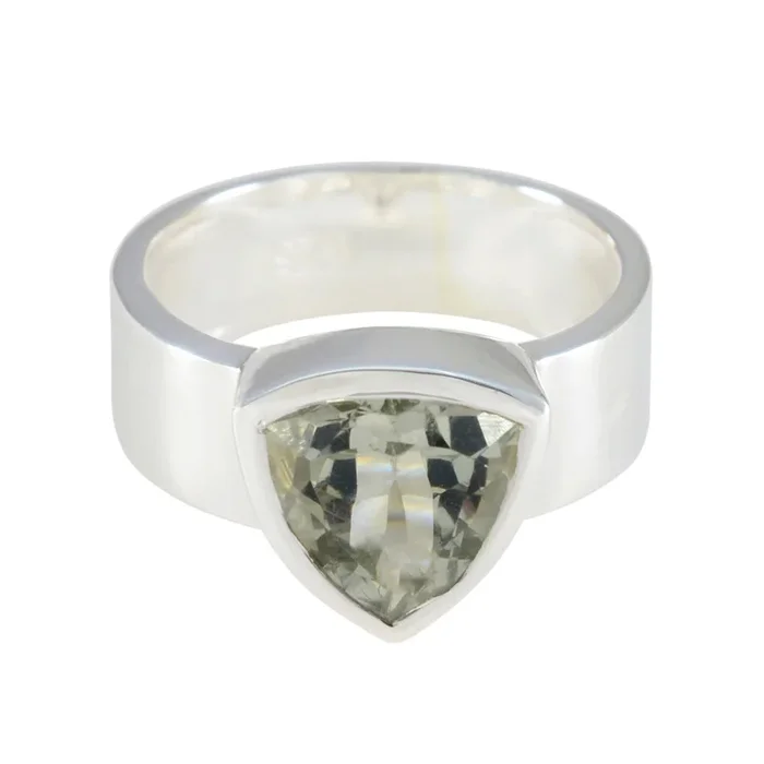 Green Amethyst Solitaire Moroccan Silver Green Gems Eye-catching Signet Band Jewellery