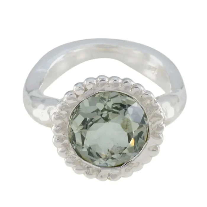 Green Amethyst Solitaire Moroccan Silver Green Gemstone Eye-catching Graceful Ring Jewelry