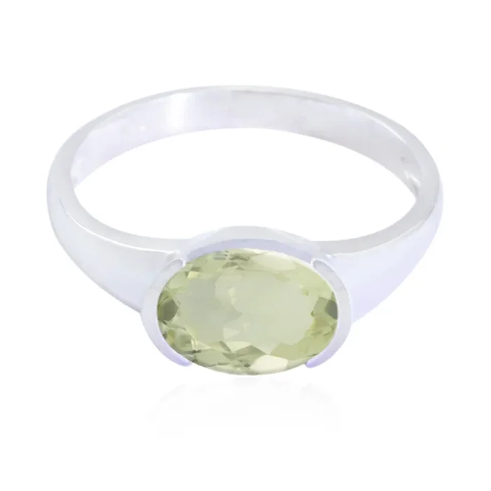 Green Amethyst Solitaire Turkish 92.5 Silver Green Gems Dainty Modern Ring Jewelry