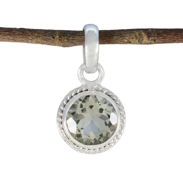 Green Amethyst Whisper-thin American Silver Solitaire Nayara Rope-Wire Green Pendant Jewelry