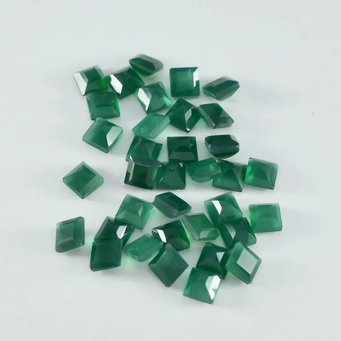 Green Onyx 10PC Tiny 3×3 MM Square Faceted Green Fiery Semi Precious Loose Gemstone