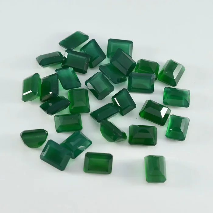 Green Onyx 10PC Tiny 4×6 MM Emerald Faceted Green Fine Semi Precious Loose Gemstone