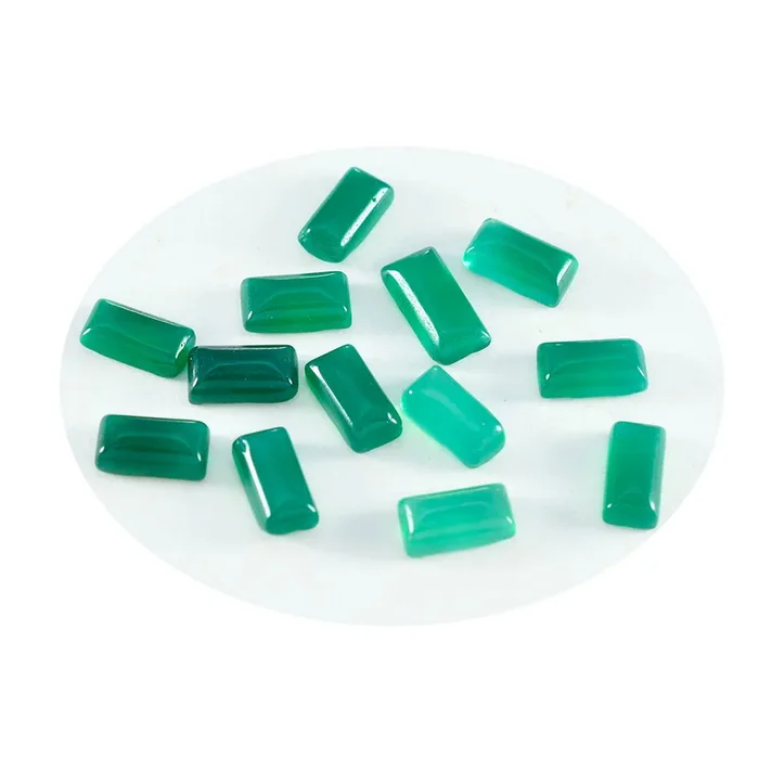 Green Onyx 10PC Tiny 4×8 MM Baguette Cabochon Green Fine semi Precious Loose Gemstone