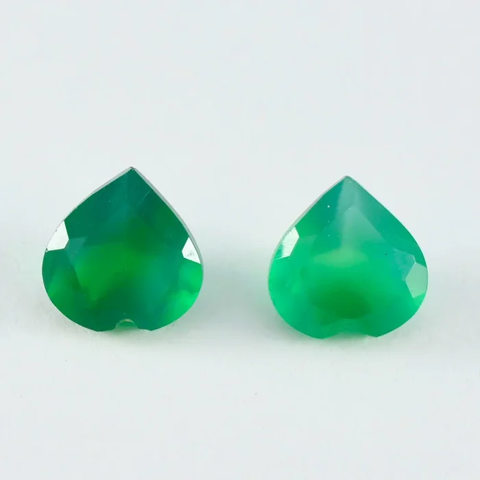 Green Onyx 1PC Chunky 13×13 MM Heart Faceted Green Natural Semi Precious Gems