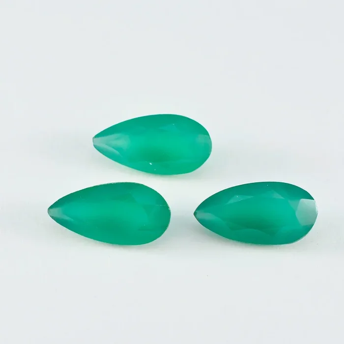 Green Onyx 1PC Chunky 15×20 MM Pear Faceted Green Genuine Semi Precious Loose Gems