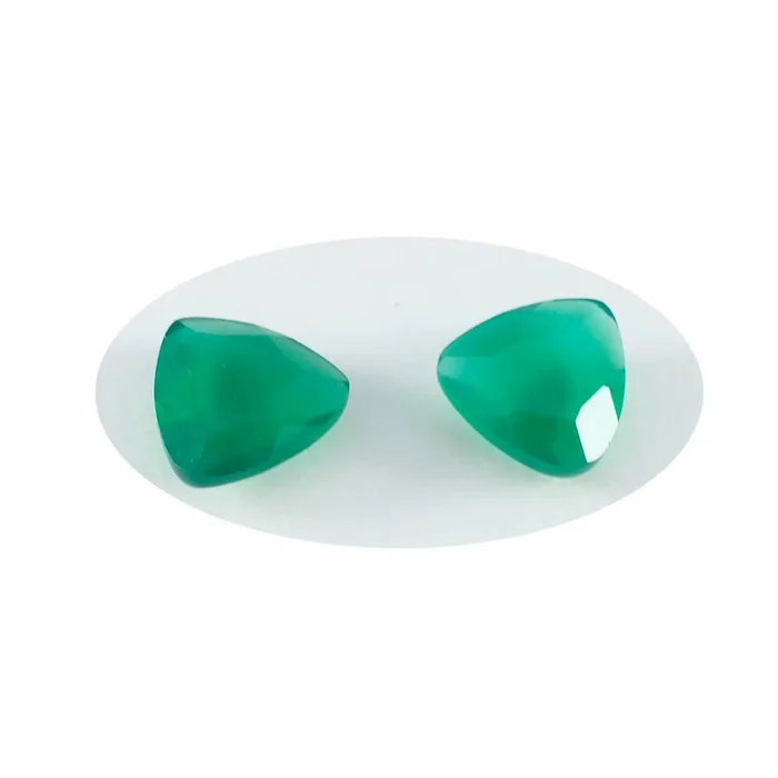 Green Onyx 1PC Large 10×10 MM Triangle Faceted Green Shine Semi Precious Loose Gems